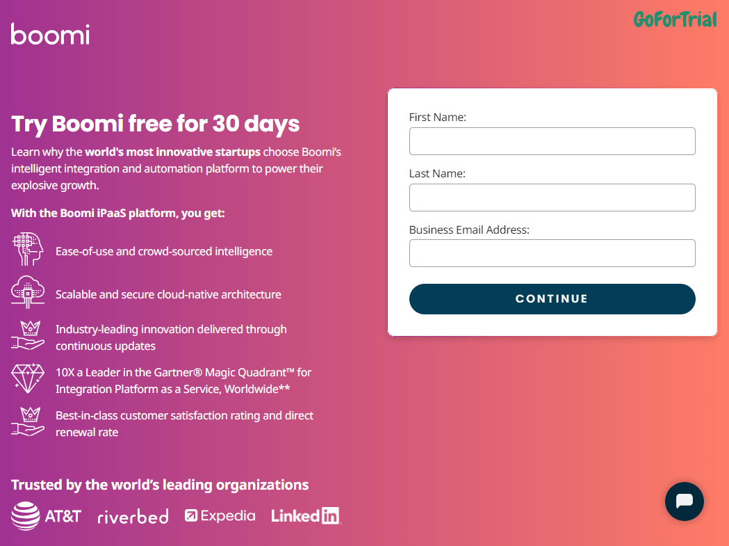 Steps to Start Boomi Free Trial