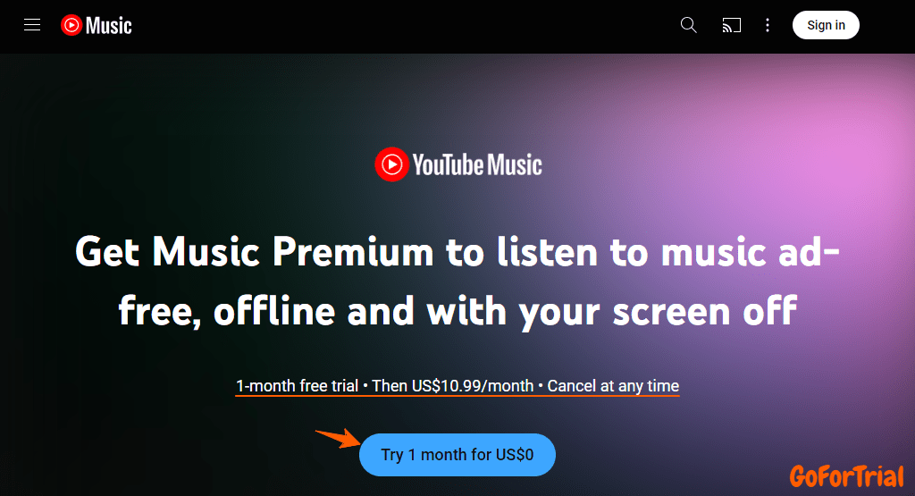 YouTube Music Free Trial