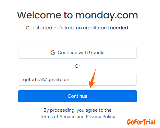 monday-com sign up new account