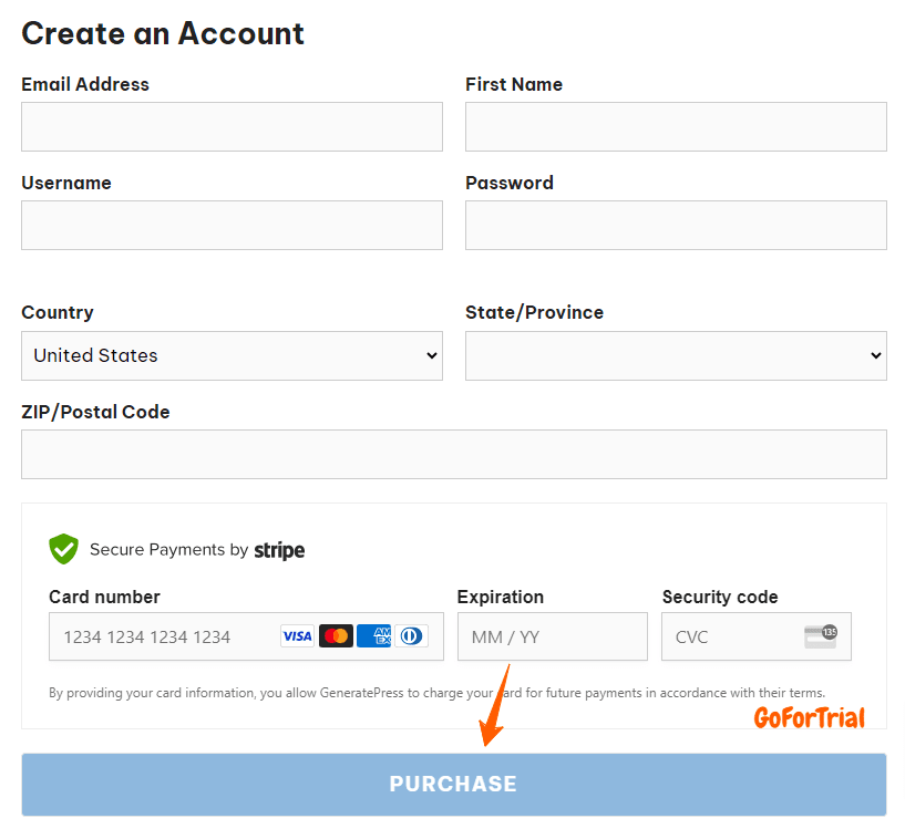 GeneratePress Checkout Page