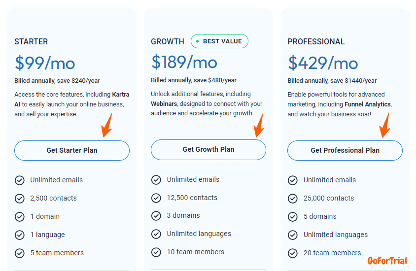 Kartra Pricing Plans New Layout