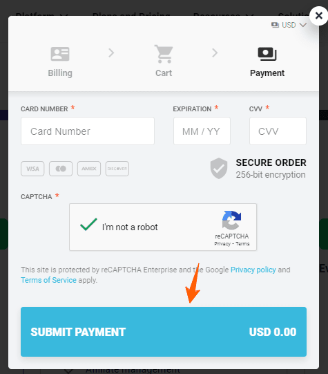 Kartra Trial Sign up Step Payment