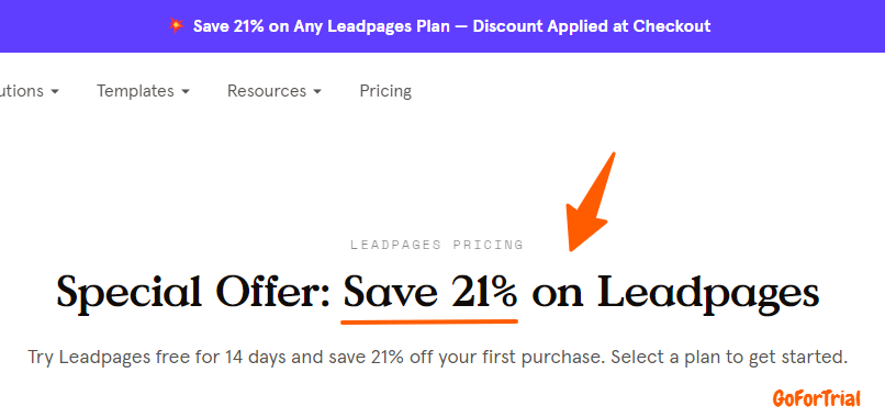 LeadPages 21 Discount Banner