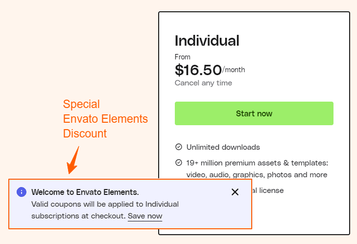 Envato Elements Discount Coupon Popup