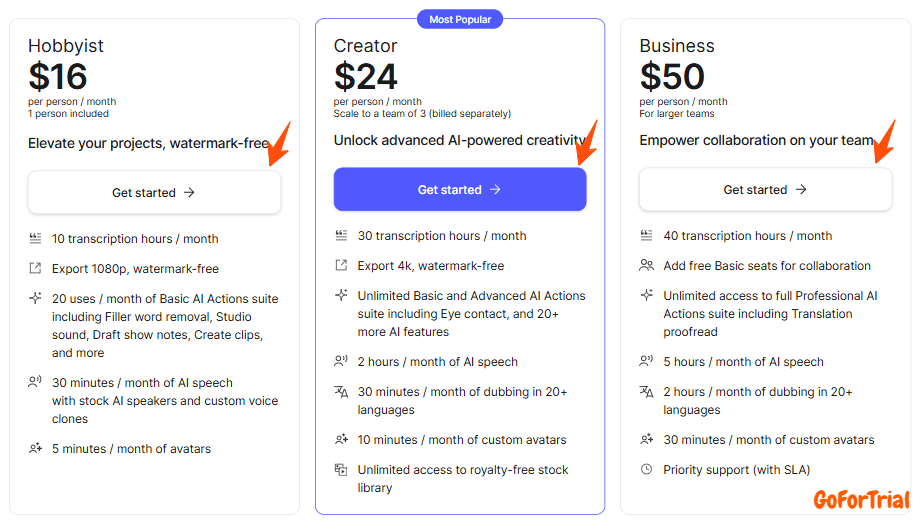 Descript Coupon Code 2025, Save upto 65% on the Plans 1 Descript Pricing Plans