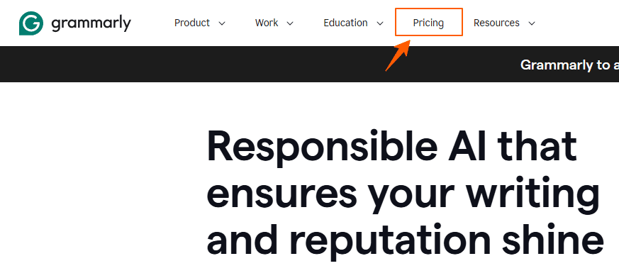 Grammarly go to pricing