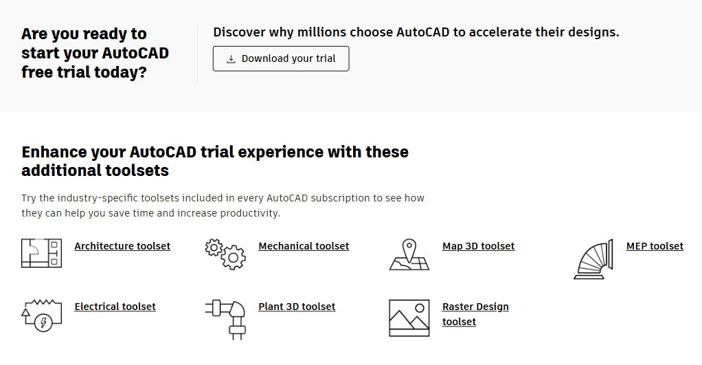 AutoCAD Free Trial Features