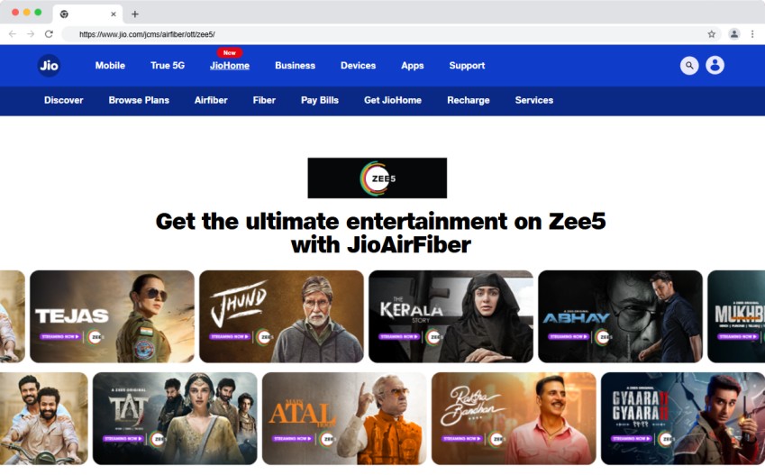 Zee5 Free Subscription : Start Your Trial Account with 5 Methods for Free 5 Get Zee 5 with JioFiber plans