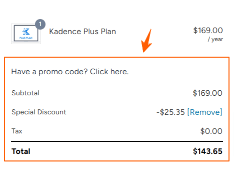 Kadence Checkout Coupon Special Intro