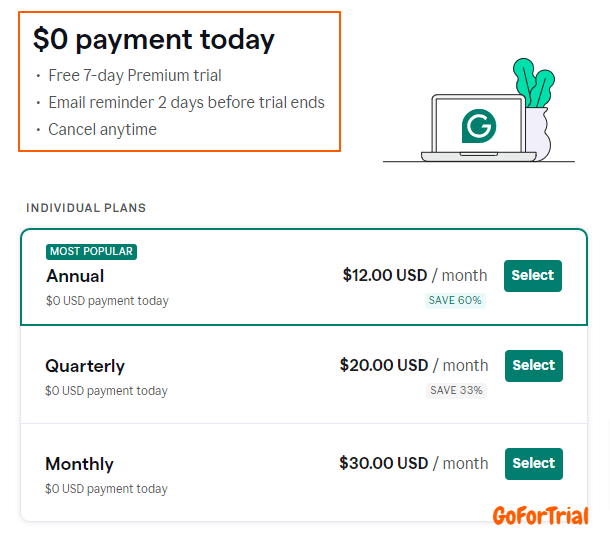 Grammarly Free Trial- Experience Premium Features for 7 Days at No Cost 5 Upgrade Plan Grammarly with Trial Option