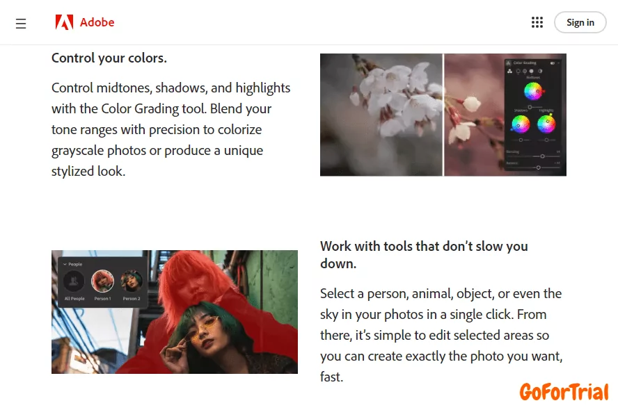 Adobe Lightroom Free Trial Features