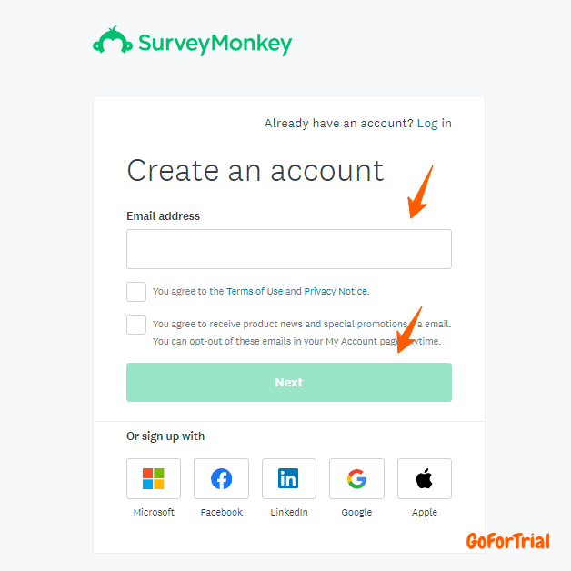 SurveyMonkey Trial: Start Your 7 Days Trial Account for Free Now 3 SurveyMonkey-Create-anaccount