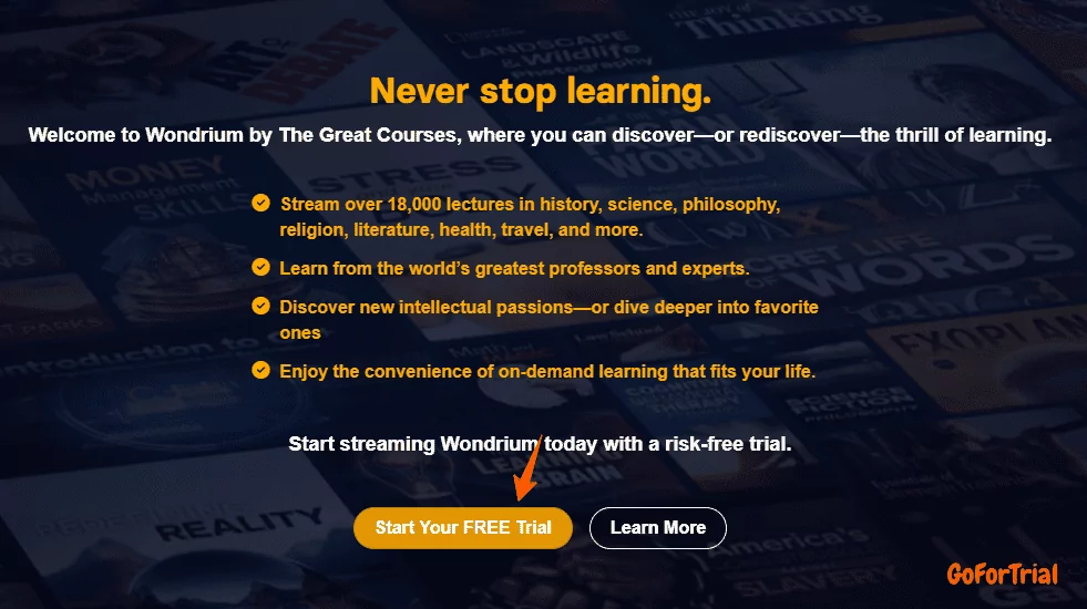 The Great Courses Free Trial – Enjoy 30 Days Free on Wondrium 2 Wondrium Trial Detail Page