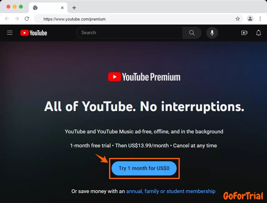 YouTube Premium Free Trial