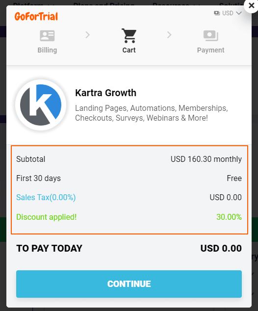 Kartra Discount Code, Working Coupon for 55% OFF on Plans 5 Kartra Growth Plan after Coupon EXTRA 30