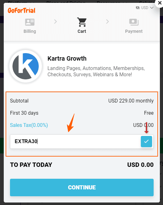 Kartra Discount Code, Working Coupon for 55% OFF on Plans 4 Kartra Growth Plan apply Coupon