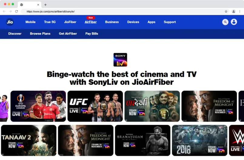 SonyLiv Free Subscription 2025: 4 Ways to Get SonyLiv Free Account 3 Get SonyLiv Trial with Jio Fiber