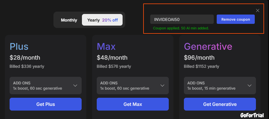 Invideo Coupon Codes to get 65% Discount and Save $360 on its Plans 9 Discount after coupon code