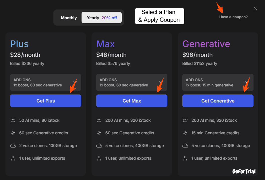 Invideo Coupon Codes to get 65% Discount and Save $360 on its Plans 8 Select a plan and apply coupon code