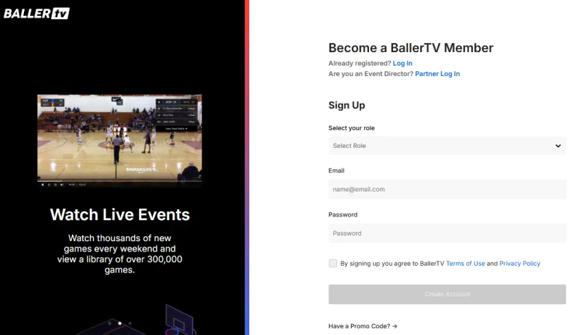 Create BalletTv Account